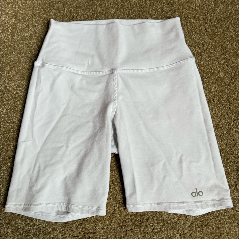 ALO Yoga White Bike Shorts High-Waisted Athletic